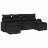 Zestaw Sof na Ogród z poduszką 6 pcs Czarny Rattan poli