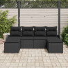 Zestaw Sof na Ogród z poduszką 6 pcs Czarny Rattan poli