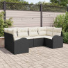 Zestaw Sof na Ogród z poduszką 6 pcs Czarny Rattan poli