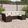 Zestaw Sof na Ogród z poduszką 6 pcs Brązowy Rattan poli