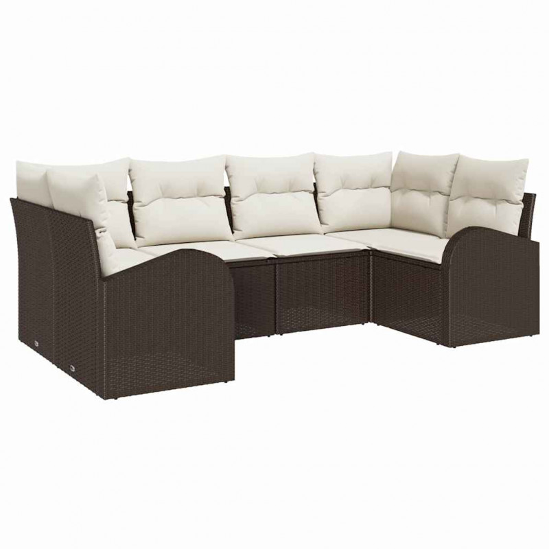 Zestaw Sof na Ogród z poduszką 6 pcs Brązowy Rattan poli
