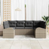 Zestaw Sof na Ogród z poduszką 6 pcs Szary Rattan poli