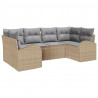 Zestaw Sof na Ogród z poduszką 6 pcs Beżowy Rattan poli