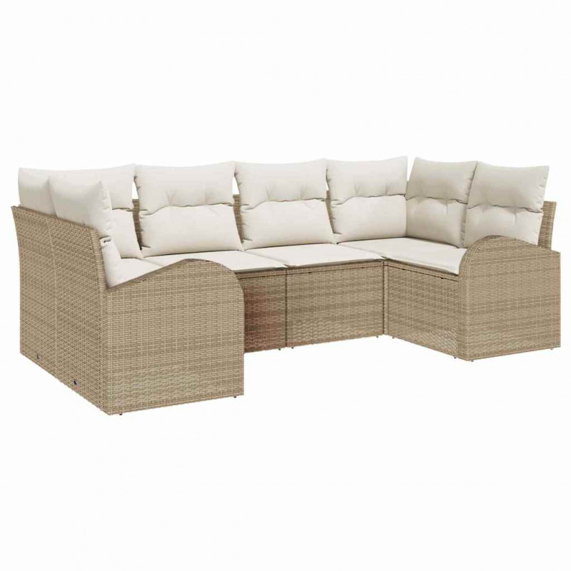 Zestaw Sof na Ogród z poduszką 6 pcs Beżowy Rattan poli