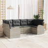 Zestaw Sof na Ogród z poduszką 6 pcs Jasnoszary Rattan poli