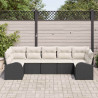 Zestaw Sof na Ogród z poduszką 7 pcs Czarny Rattan poli