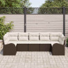 Zestaw Sof na Ogród z poduszką 7 pcs Brązowy Rattan poli