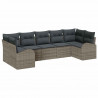 Zestaw Sof na Ogród z poduszką 7 pcs Szary Rattan poli