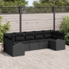Zestaw Sof na Ogród z poduszką 7 pcs Czarny Rattan poli