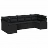 Zestaw Sof na Ogród z poduszką 7 pcs Czarny Rattan poli