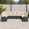 Zestaw Sof z poduszką 9 pcs Czarny Rattan poli
