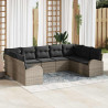 Zestaw Sof z poduszką 9 pcs Szary Rattan poli