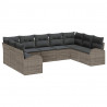 Zestaw Sof z poduszką 9 pcs Szary Rattan poli