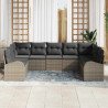 Zestaw Sof z poduszką 9 pcs Szary Rattan poli