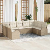 Zestaw Sof z poduszką 9 pcs Beżowy Rattan poli