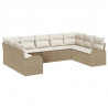 Zestaw Sof z poduszką 9 pcs Beżowy Rattan poli