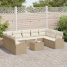 Zestaw Sof z poduszką 10 pcs Beżowy Rattan poli