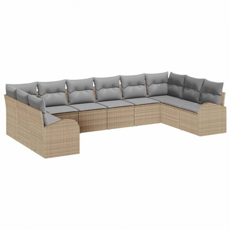 Zestaw Sof z poduszką 10 pcs Beżowy Technorattan