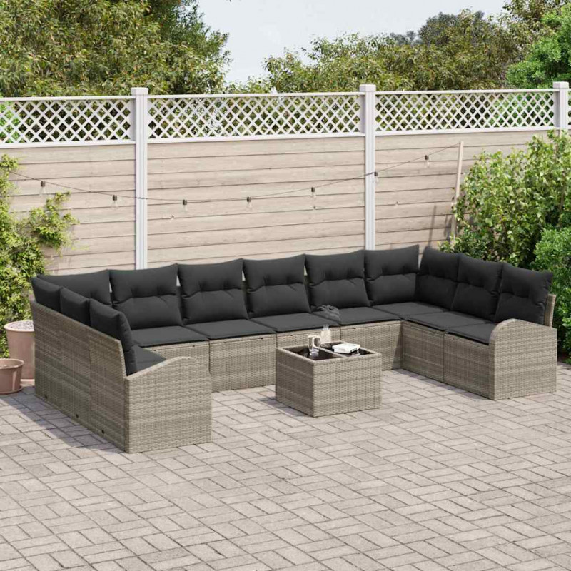 Zestaw Sof z poduszką 11 pcs Jasnoszary Technorattan