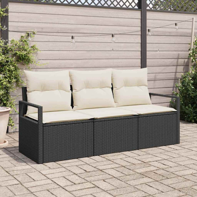 Zestaw Sof 3 pcs Czarny polirattan