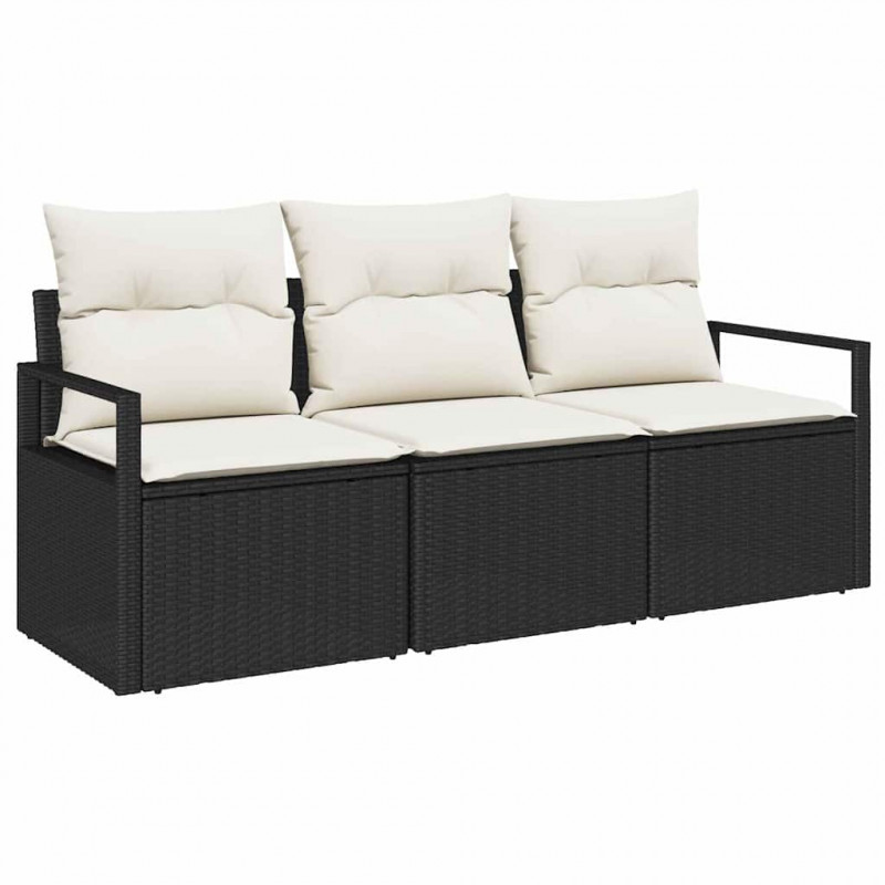 Zestaw Sof 3 pcs Czarny polirattan