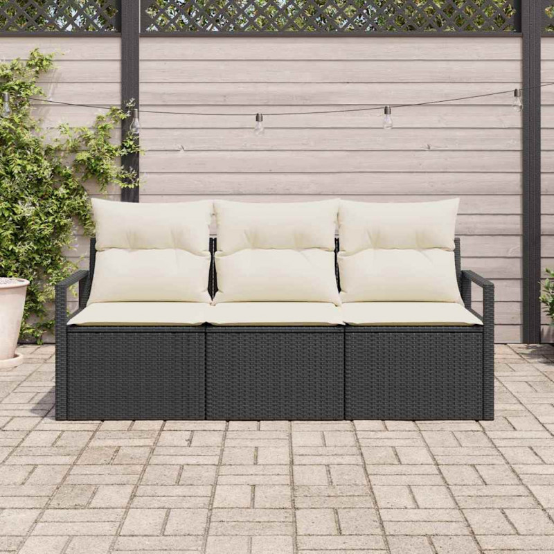Zestaw Sof 3 pcs Czarny polirattan