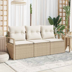 Zestaw Sof 3 pcs Beżowy polirattan