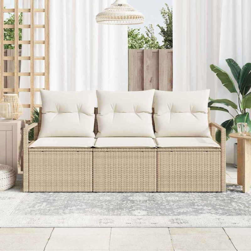 Zestaw Sof 3 pcs Beżowy polirattan