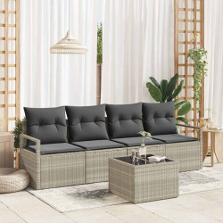 Zestaw Sof 5 pcs Jasnoszary i Ciemnoszary polirattan