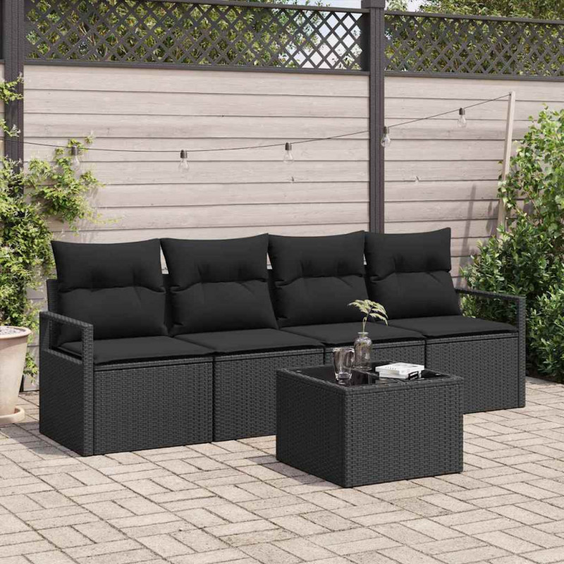 Zestaw Sof 5 pcs Czarny polirattan