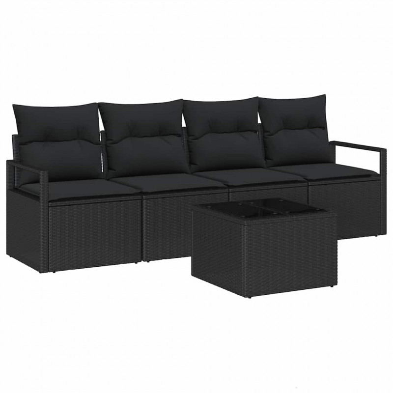 Zestaw Sof 5 pcs Czarny polirattan