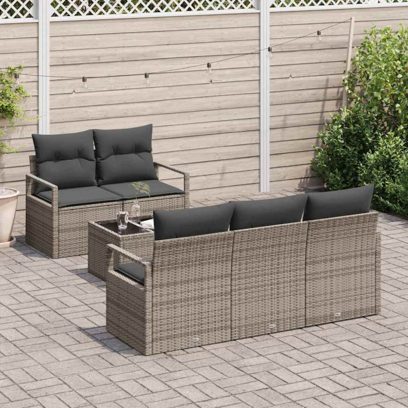 Zestaw Sof 6 pcs Szary polirattan