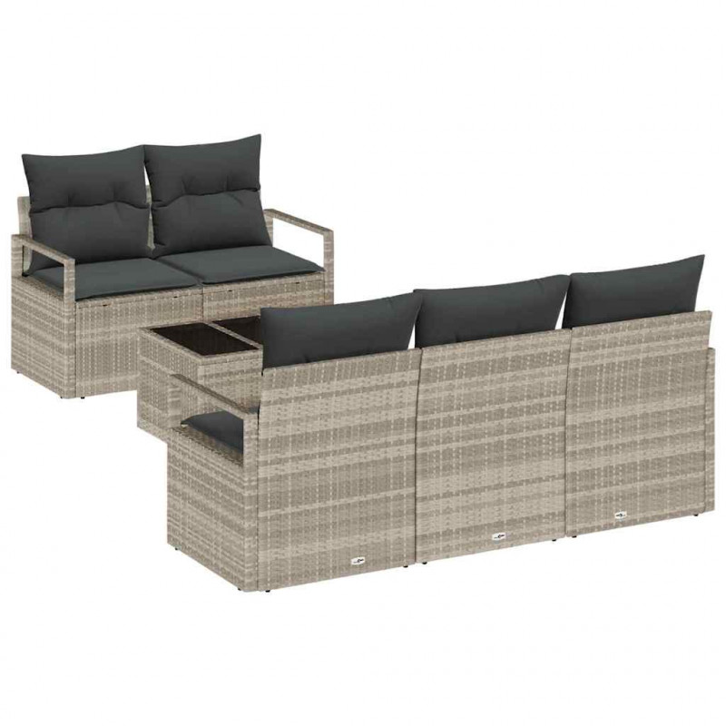 Zestaw Sof 6 pcs Jasnoszary polirattan