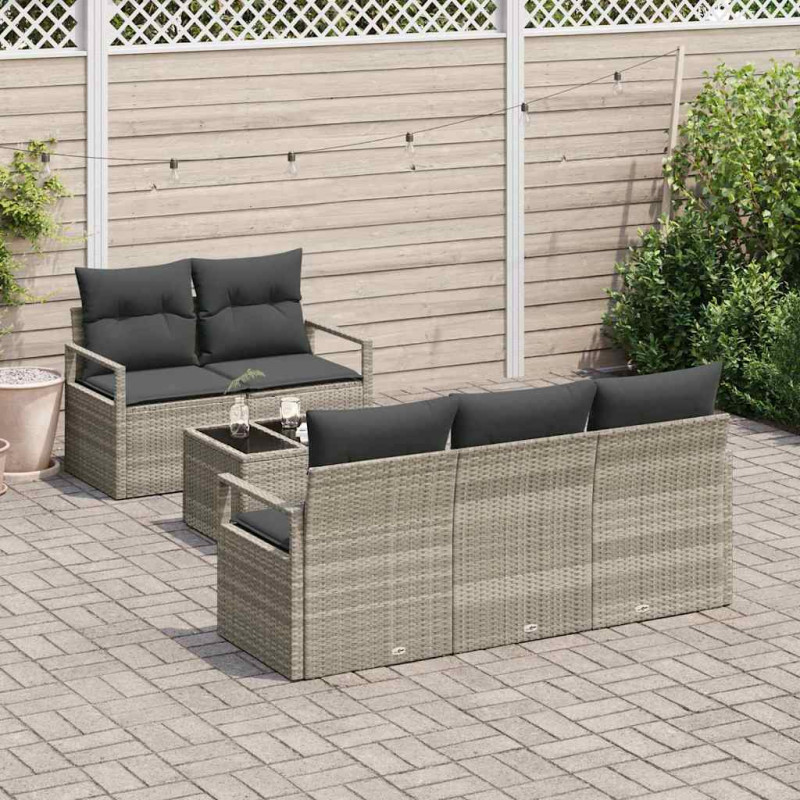 Zestaw Sof 6 pcs Jasnoszary polirattan