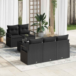 Zestaw Sof 6 pcs Czarny polirattan