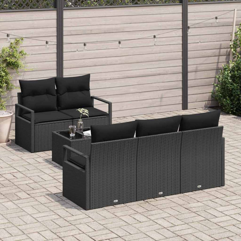 Zestaw Sof 6 pcs Czarny polirattan