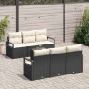 Zestaw Sof 7 pcs Czarny i kremowy polirattan