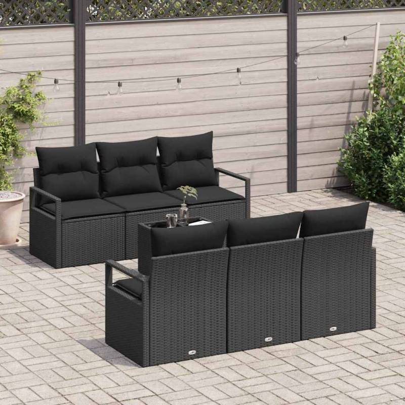 Zestaw Sof 7 pcs Czarny polirattan