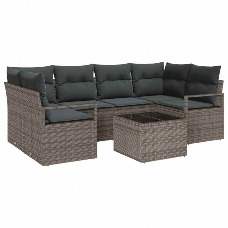 Zestaw Sof 7 pcs Szary polirattan