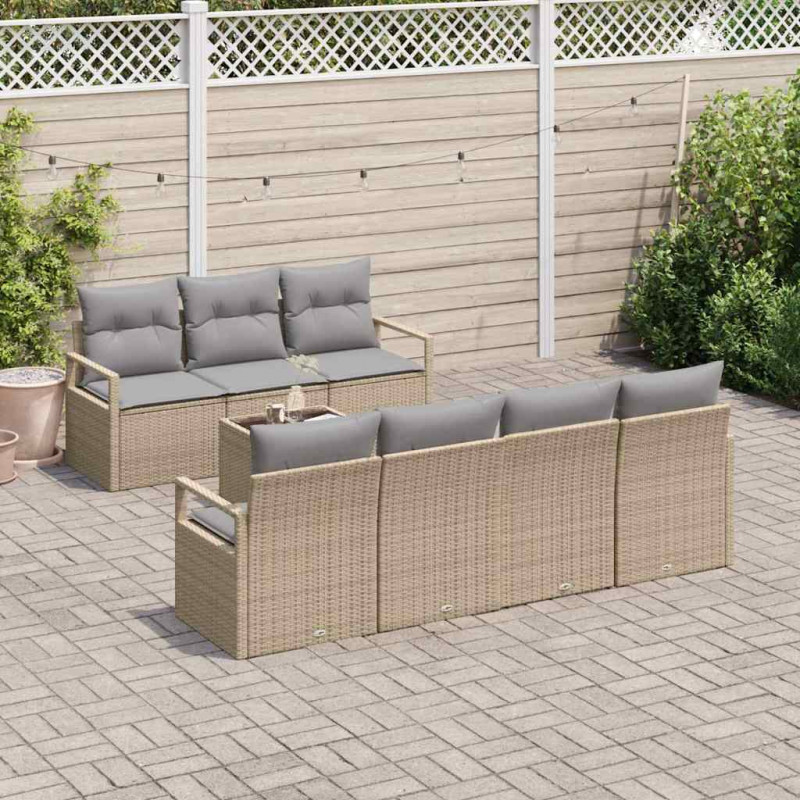 Zestaw Sof 8 pcs Beżowy i szary polirattan