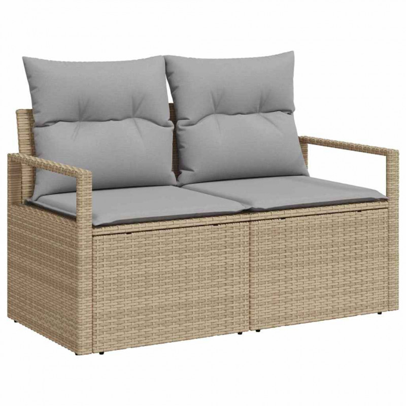 Zestaw Sof 8 pcs Beżowy i szary polirattan