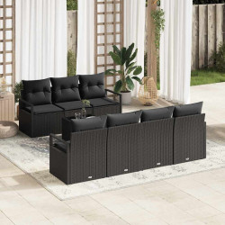 Zestaw Sof 8 pcs Czarny polirattan
