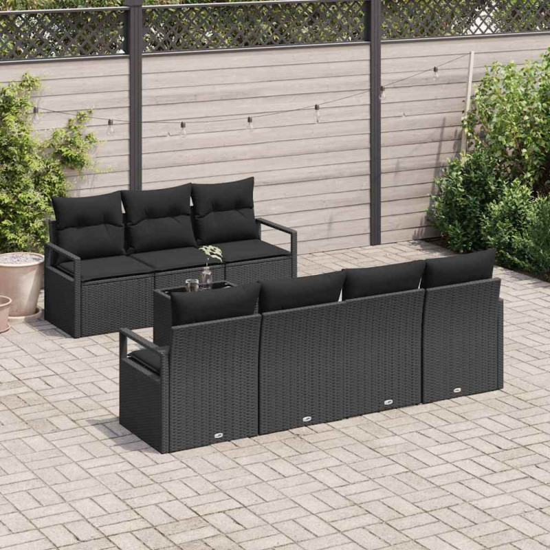 Zestaw Sof 8 pcs Czarny polirattan