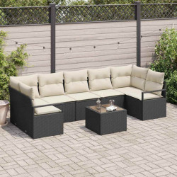 Zestaw Sof 8 pcs Czarny i kremowy polirattan