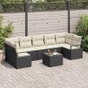 Zestaw Sof 8 pcs Czarny i kremowy polirattan