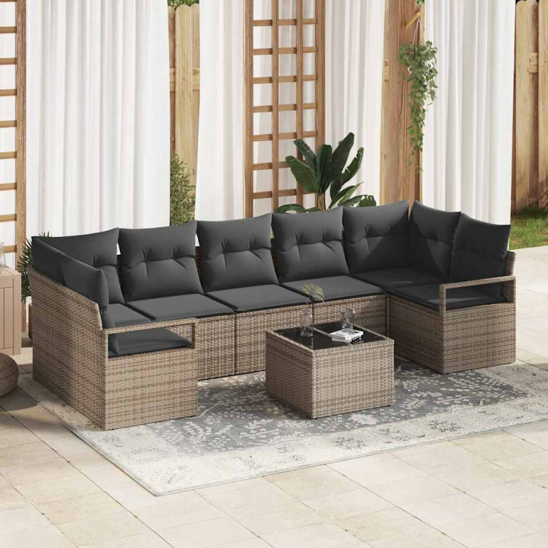 Zestaw Sof 8 pcs Szary polirattan