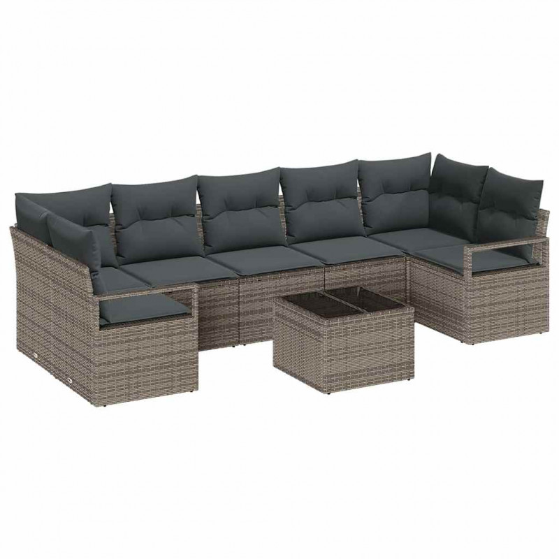 Zestaw Sof 8 pcs Szary polirattan