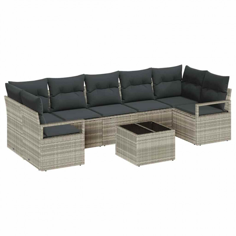 Zestaw Sof 8 pcs Jasnoszary i ciemnoszary polirattan
