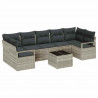 Zestaw Sof 8 pcs Jasnoszary i ciemnoszary polirattan