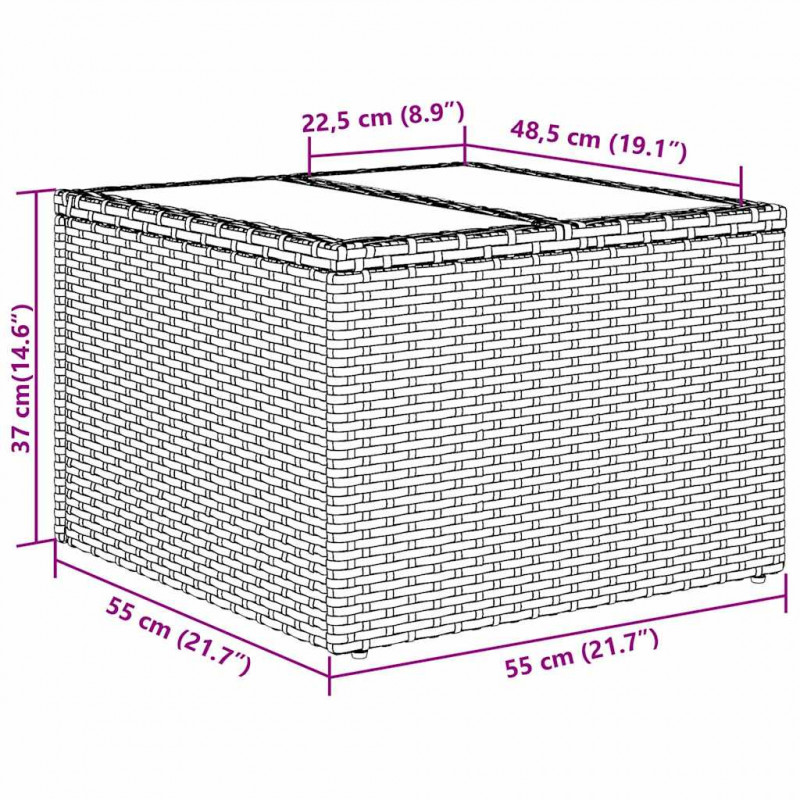 Zestaw Sof z poduszką 9 pcs Jasnoszary i czarny polirattan